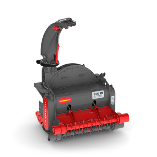 B20 - The entire machine is designed for high resistance and durability - the frame is made of particularly robust AR400 steel and is additionally protected with hardened, replaceable steel plates.