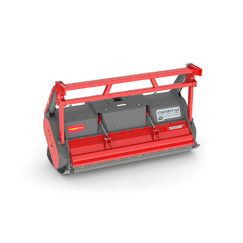 At a working speed of up to 5 km/h, the STARFORST hyd forestry mulcher shreds bushes and wood up to 30 cm in diameter.